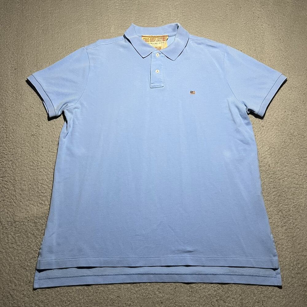 Ralph Lauren Polo Shirt Mens XL Blue Weathered Pique USA Flag Collared